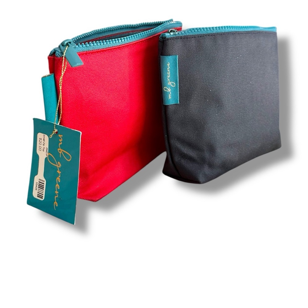 MB Greene Red or Blue Zippered Cosmetic Bag / Pouch - NEW